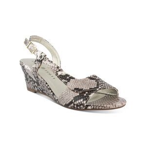KAREN SCOTT Womens White Snake D Orsay Dena Almond Wedge Slingback Sandal 5 M